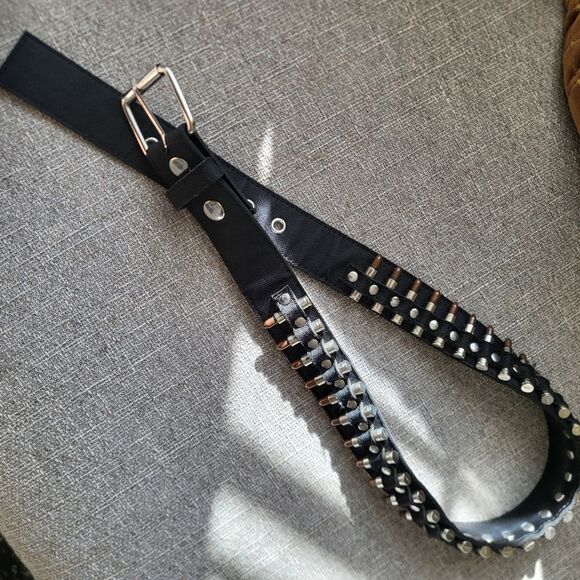 Mens Black Faux Ammunition Belt Sz M Canvas - Picture 8 of 8